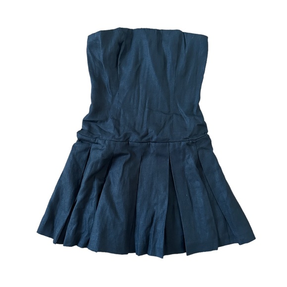 NEW Reformation Isabeli Mini Linen Strapless Dress in Black | size 4 - Picture 7 of 11